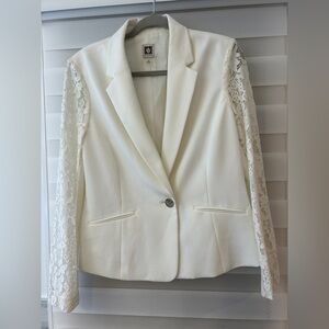 Anne Klein white Blazer with Lace Sleeves